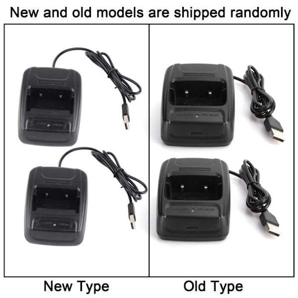 HURRISE USB-batteriladdare för BF666S/BF777S/BF888S Walkie Talkie - Praktisk laddningsbas - 2-pack