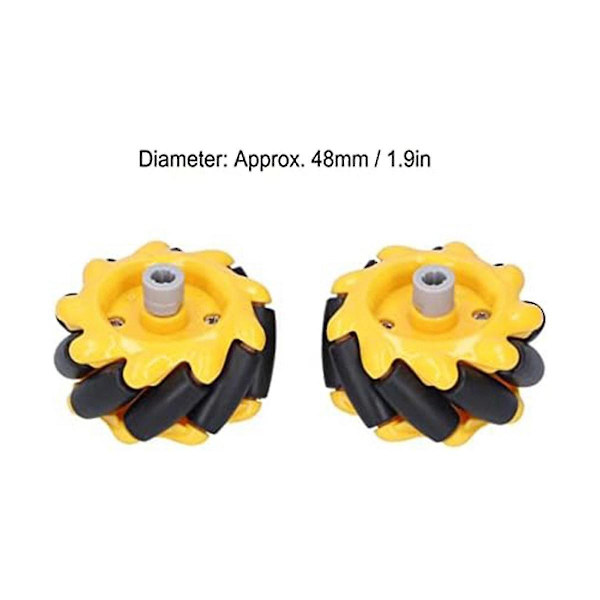 Mecanum-pyörät 48mm Omni-suuntaiset pyörät Älykäs robottiauton lisävarusteet DIY-lelukomponentit[jl]