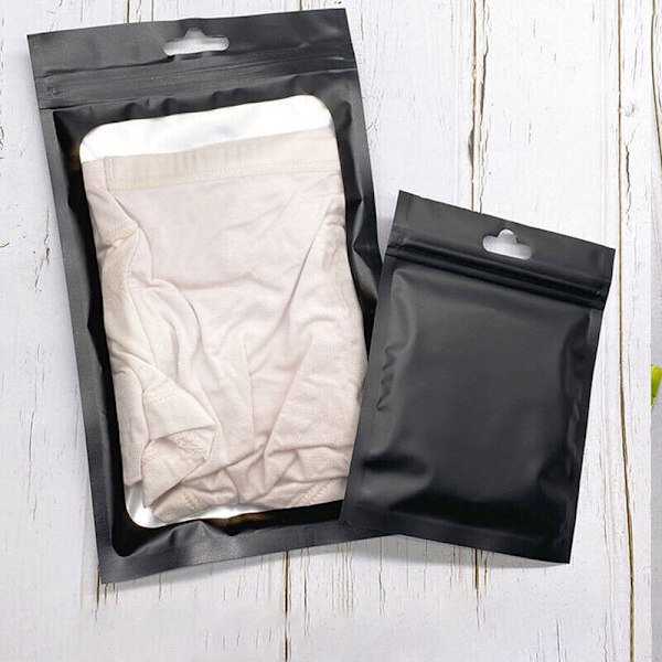 Klar lynlås forsegling Mylar poser lynlås pose aluminiumfolie genlukkelig pose 100stk sort Black 12*20cm