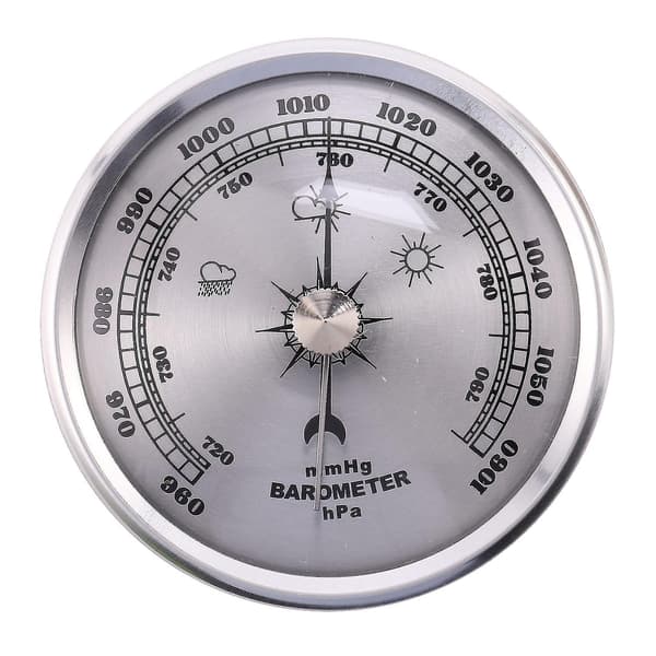 För Hem Tryckmätare Väderstation Metall Väggmonterad Barometer Atmosfärisk Multifunktionell Termometer (Silver Vit)