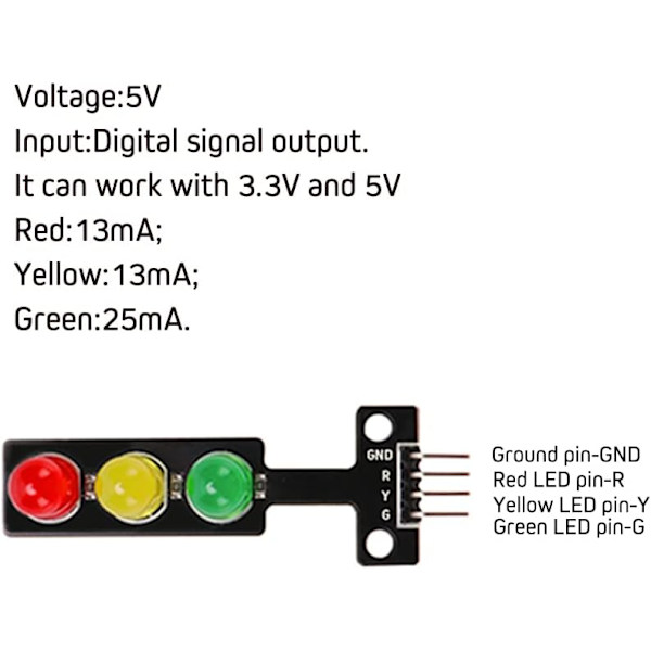 6 st Mini Trafikljus LED Display Modul, DC 5V 5mm RGB Trafiksignal Ljus Elektronisk Modul