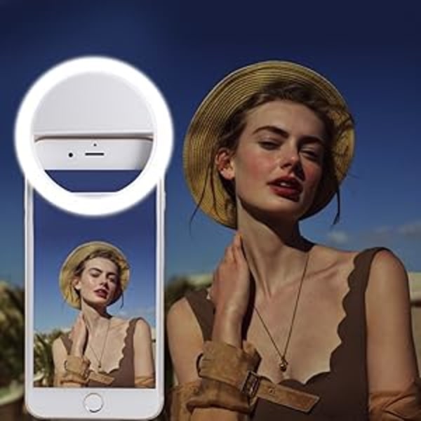 Selfie-valo iPhoneen ja Androidiin - Kannettava pidikkeeseen kiinnitettävä rengasselfie-valo, jossa on 36 ladattavaa LED-valoa puhelimen, kannettavan tietokoneen, iPadin, valokuvauksen ja videokameran käyttöön