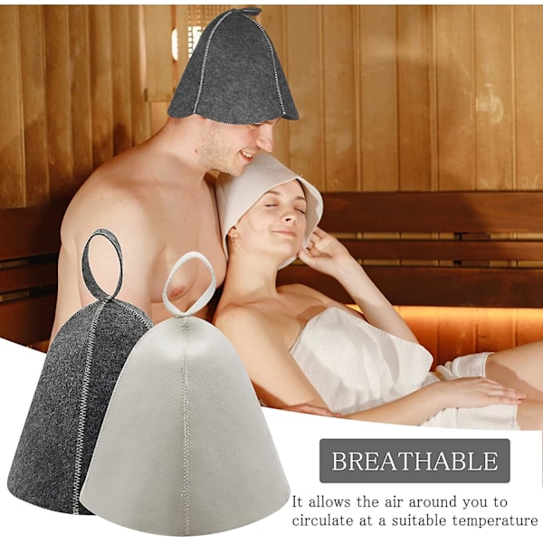 Saunahatt, 2 stk Filt Saunahatt, Saunahatt for Menn og Kvinner, Caps Filt Hatt Caps for Sauna Tub Snowflake and Leaf