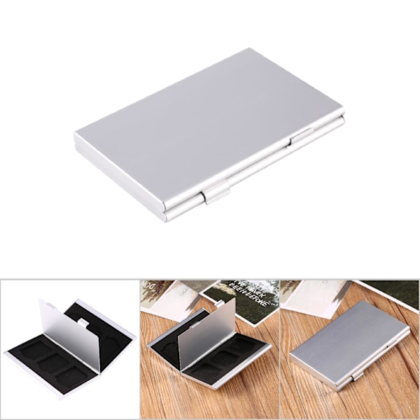 Bärbar aluminium för 6 st SD-minneskort förvaringslåda fodral hållare skydd lätt att bära