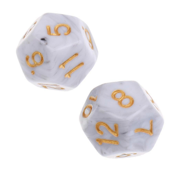 10 stk. 12-sidet terning D12 Polyhedral terning til terning hvid{h} White Gray