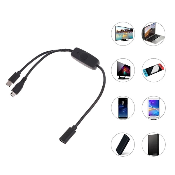 Type C - USB C - Mikro-USB-monilatausjohto virtakytkimellä matkapuhelimelle