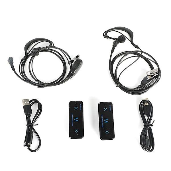 2 kpl mini walkie talkie 2-way FM-radio lähetin-vastaanotin + 2 kuuloketta USB-lataus