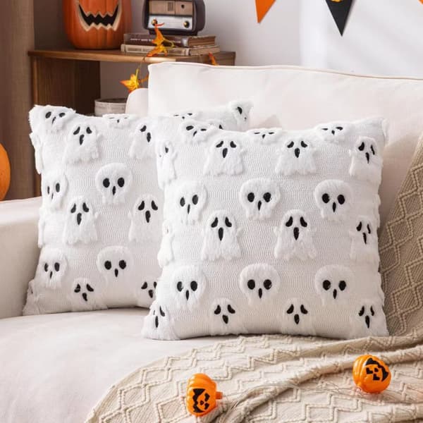 Halloween Broderet Græskar Spøgelse Pudebetræk 45x45cm, Dekorativt Pudebetræk til Sofa og Soveværelse Rabbit 45*45 (excluding pillow insert)