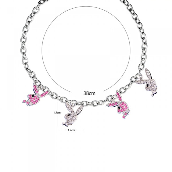 Rustfritt stål Rhinestone Playboy Bunny anheng Punk kjede Choker halskjede for kvinner