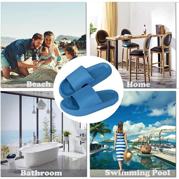 Tjocka Plattform Cloud Tofflor för Dam blå blue 36-37