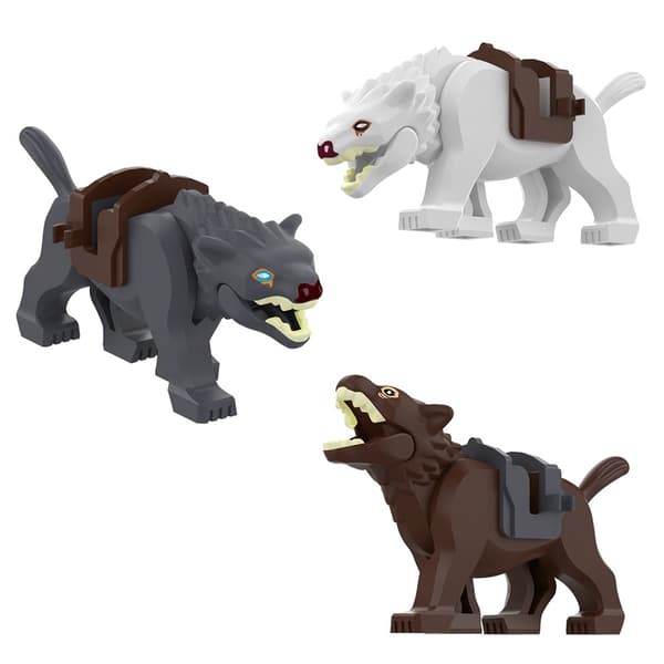 Fantasy Ulv Rytter Klods Figur Sæt – Karakter & Mount Byggesæt Four items
