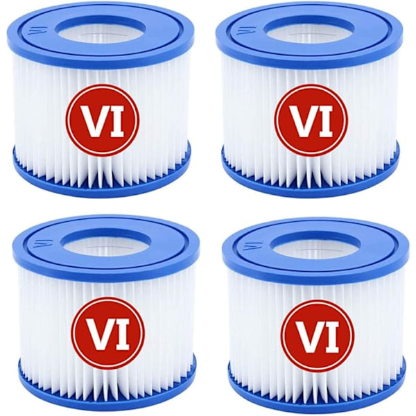 Tyyppi VI suodatinelementti Lay-Z-Spalle, Coleman SaluSpa 90352E, 58323E, 58323 allas-kylpyläsuodatin 4 pcs