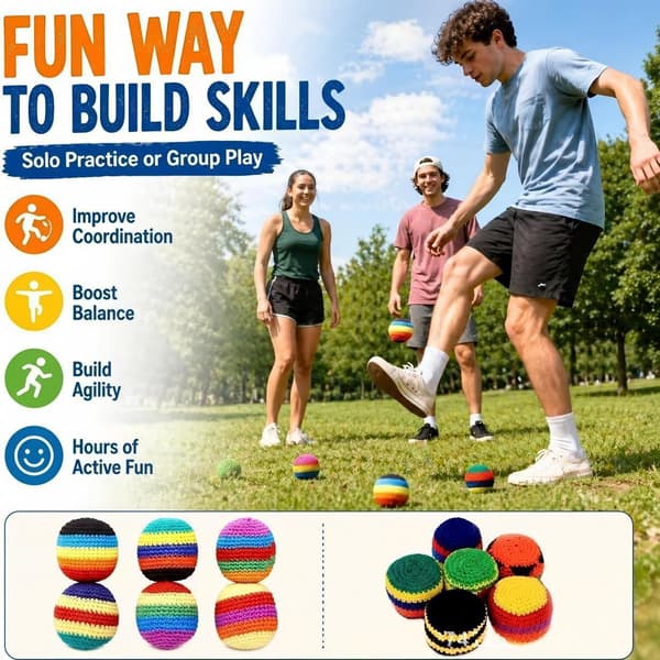 World Footbag Dirtbag Footbag – Slitstark sandfylld Hacky Sack (Regnbåge) 12 random items