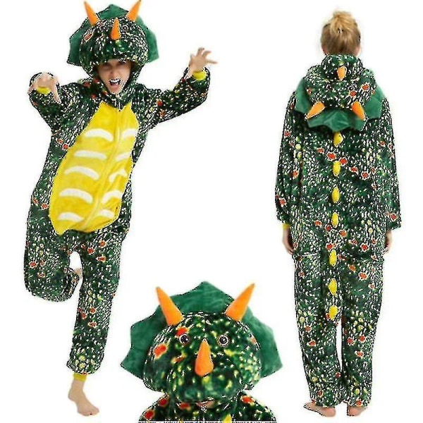 Unisex Vuxen Kigurumi Djur Karaktär Kostym Onesie Pyjamas Onepiece Drake-Grön Dragon-Green M