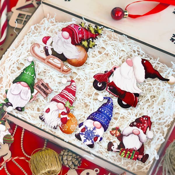 Julgranspynt, 24 stycken jultomte trähängen