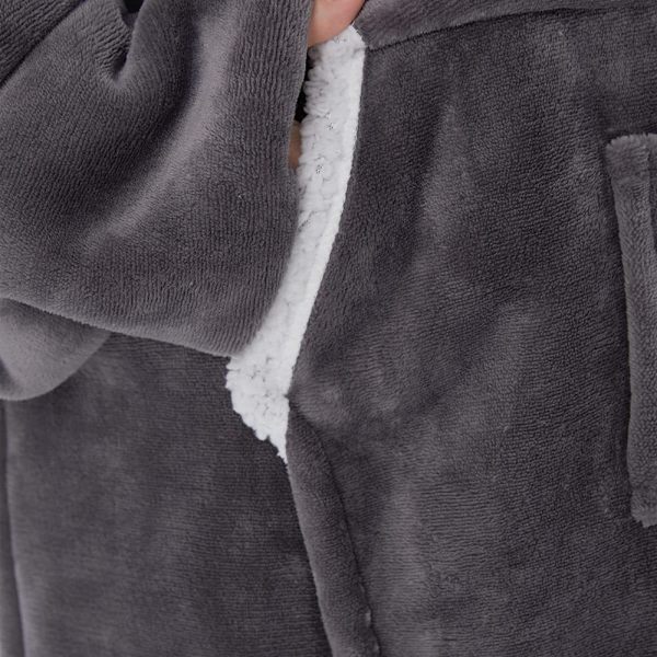 Hættetrøje-tæppe med ærmer, Lang Herre Sherpa Blød Trøje-tæppe, Varmt Oversized Hættetrøje-tæppe, Dame Fluffy Hættetrøje, Snuggie Blød