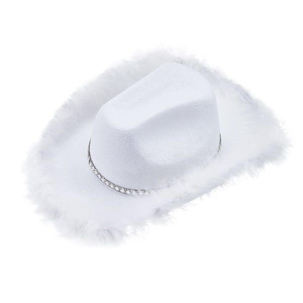 Dame Tiara Cowgirl Hat Western Party Hat Tilbehør Disco Kostyme Cowboy Hat Hvit white