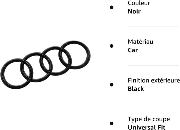Audi Rings Black Edition -emblem Blackline-logo musta 27,3 cm