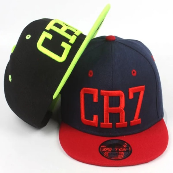 Barn fotboll stjärna Ronaldo CR7 broderi barn mössa hatt ben pojkar flickor sport snapback hip-hop kepsar Gorras svart black