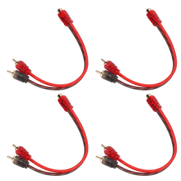 4 stk. RCA 1 hunn til 2 hann adapter Y-splitter høyttaler lydkabel 20 cm lang for enhet med 3,5 mm jack