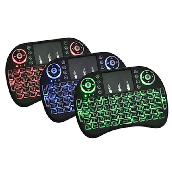 Bakgrundsbelyst Mini Trådlöst Tangentbord, Handhållen Fjärrkontroll med Touchpad Mus