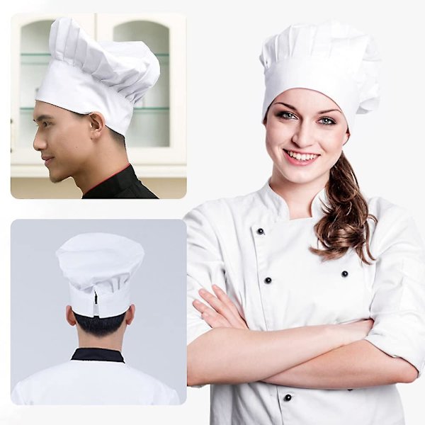 Pakkaus Valkoinen Kokin Hattu Aikuinen Unisex Kokin Hattu Säädettävä Kokin Hattu Miehet Naiset Miehet Kokin Hattu Joustava Kokki