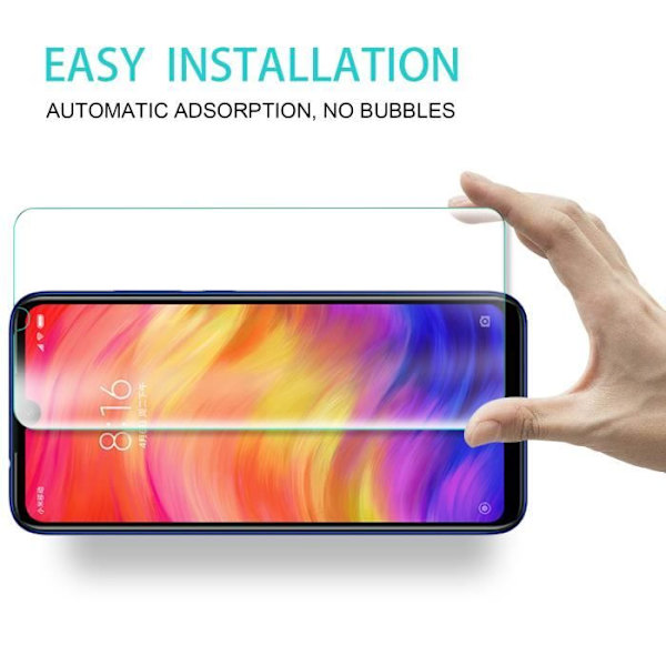 KUGI Hærdet glas til Xiaomi Redmi Note 7 skærmbeskytter Anti Scratch Ultra Resistent Ultra Transparent 9H Hårdhed 2 Pack
