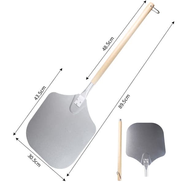 Pizza Peel i aluminium med avtagbart langt treskaft