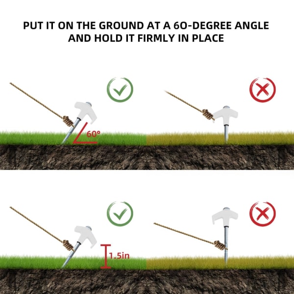 8\" skru ind teltpløkker - Jordankre Skru ind borebare teltpløkker Stærke teltpløkker Campingpløk