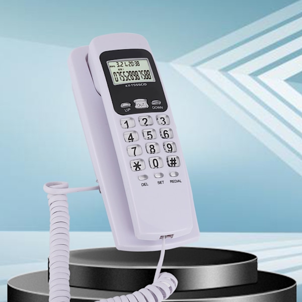 T555 Mini väggmonterad telefon Caller ID Hotell Hemmakontor Telefon med LCD-skärm Bakgrundsbelysning (Vit)