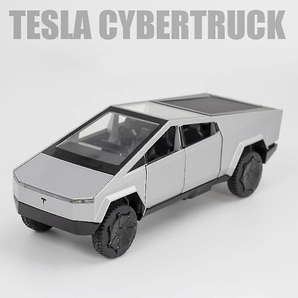 1:32 Tesla Model X Model 3 Model S Model Y Legering Bilmodel Diecasts Legetøjsbil Lyd Og Lys Børnelegetøj Til Børn Gaver Drenge Legetøj Cybertruck Silver