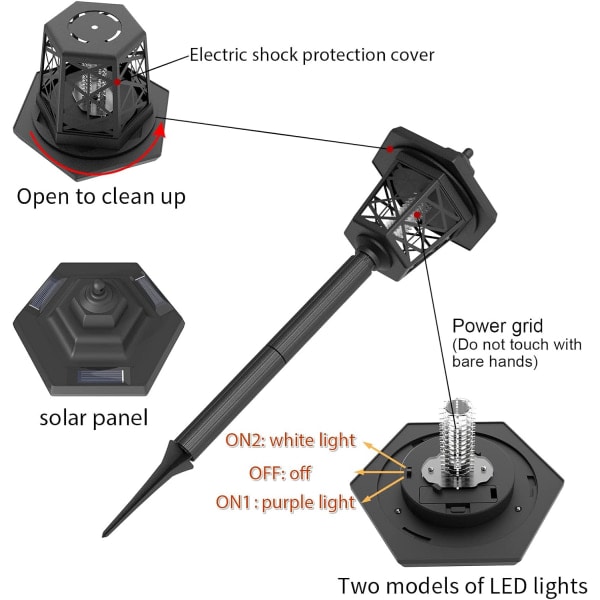 Pcs Solar Bug Zapper Utomhus Vattentät LED Solar Mygg Zapper Utomhus Solcells Myggdödande Ljuslampa för Inomhus och Utomhusbruk
