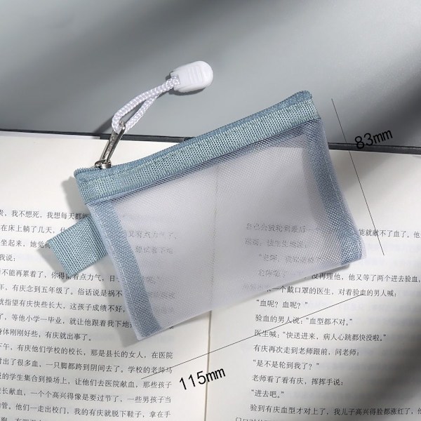 6PACK Nylon Mesh Card Storage Bags Small Zipper Bags BLUE BLUE