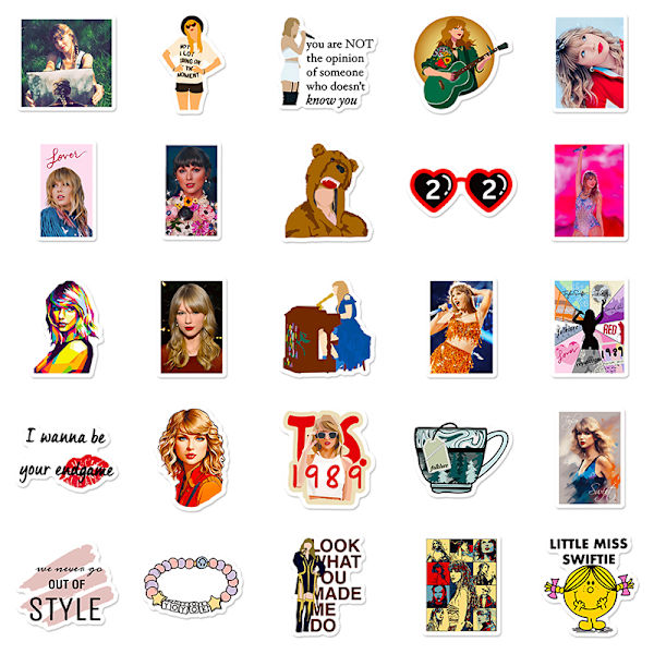 50 stk Taylor Music Album Singer Fashion Stickers Pakke DIY Dekor A7