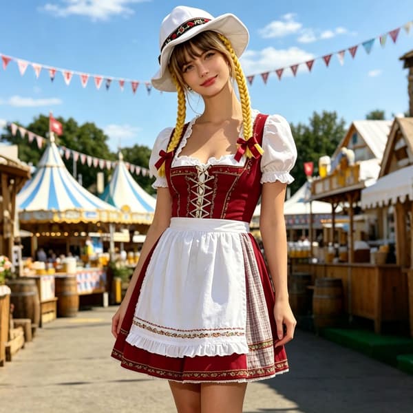 Oktoberfest bayersk flettehatt for kvinner, hodeplagg til München ølfestival kostyme Brown