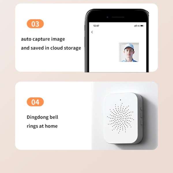 Smart trådløs fjernbetjening videodørklokke, hjemmeintercom HD nattesyn WiFi genopladelig dørklokke