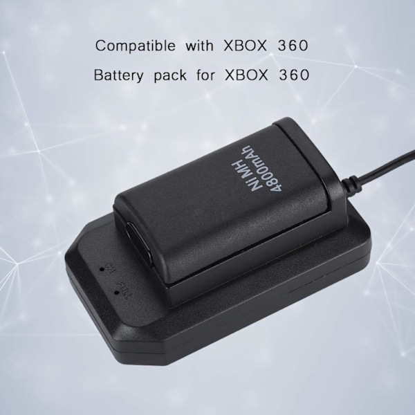 Xbox 360 Controller Kit, 2*4800mAh Batteri USB-opladningskabel+opladningsbase