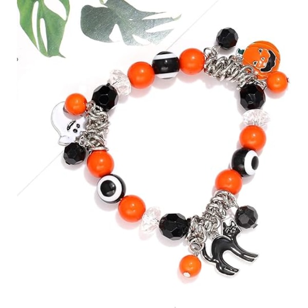 Halloween Armband Spöke Pumpa Växel Charm Armband Presenter Stretch Pärlarmband för Kvinnor Style B