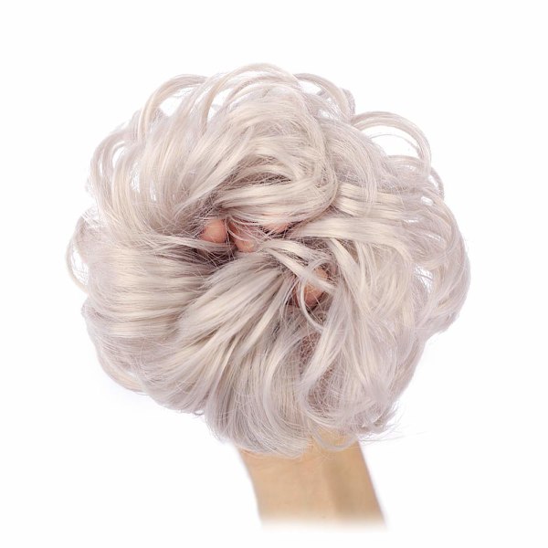 1 st Slouchy Hårtofs Hårtvinning Krullvågig Slouchy Syntetisk Chignon för Kvinnor Uppstylad Håraccessoar Silver Grey
