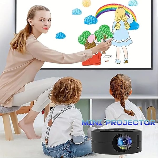 Miniprojektor, 2024 oppgradert liten projektor 1080P bærbar hjem