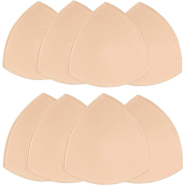 4 paria rintaliivien sisäpehmustetta, irrotettava urheilurintaliivin kuppi kolmio 4 paria beige 4 Pairs Beige C/D