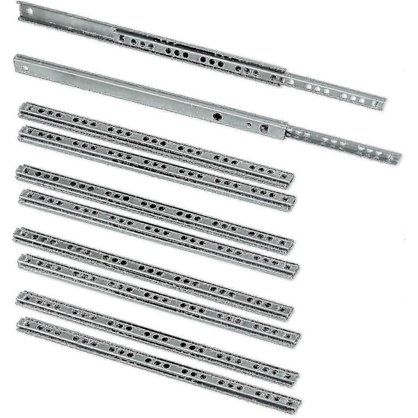 Paket med 5 par (10 stycken) Glid/Lagerutdragare Del 17mm X 278mm för låda, zinkpläterad 310mm