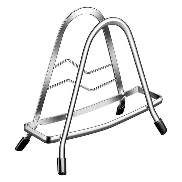2-pack skärbrädeställ i rostfritt stål, stabil triangulär design, platsbesparande bänkhållare