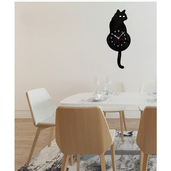 Kattpendelväggklocka, Kattklocka med Rörlig Svans, Vardagsrum
