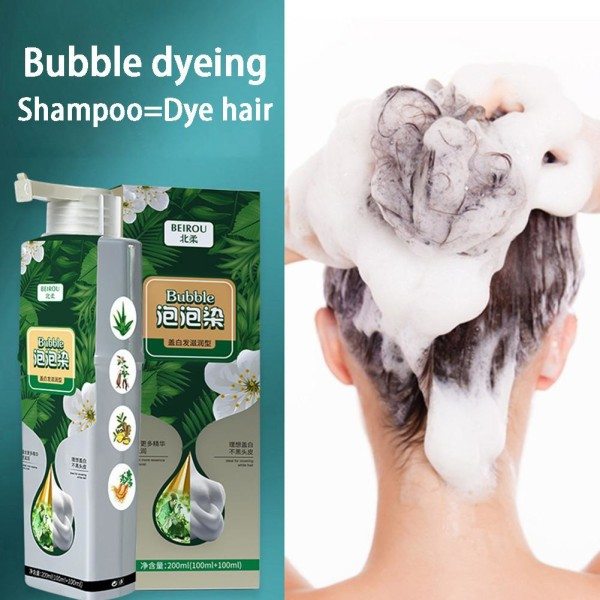 TG 2023 nyansatt planteekstrakt for gråhårfarge Bubble Dye Bubbl svart brun 200ml