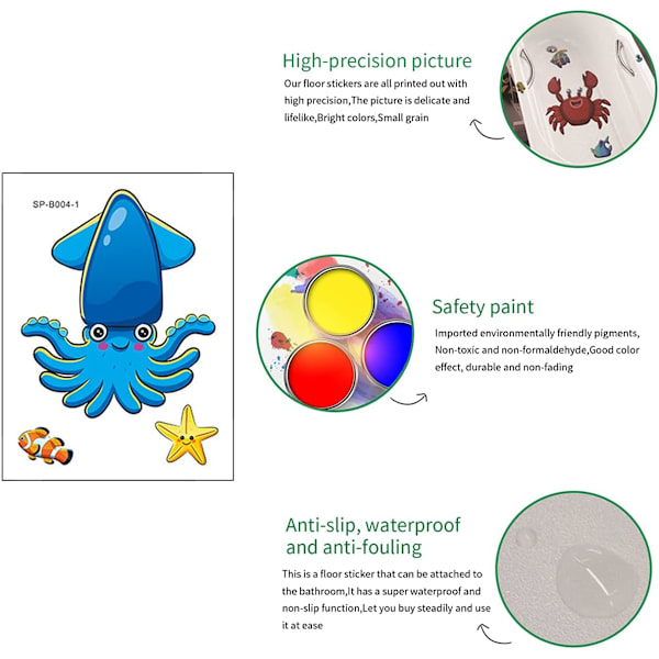 Liukumattomat kylpytarrat 24 kpl Suihku Ocean Elements Tarrat Sarjakuva Kylpy- ja ammetarrat