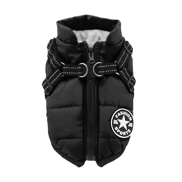 Talvicoatit koiralle valjaalla Koiran lämpimät vaatteet Vedenpitävä musta musta black XXL
