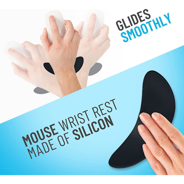 Ergonomiskt handledsstöd i silikon för höger hand, handledsstöd för spelmus, bärbar dator, hem, kontor (höger hand svart)