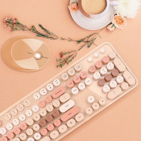 Trådlöst tangentbord och mus-kombo - 2.4G Retro Round Keycaps