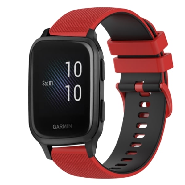 För Garmin Venu SQ 20 mm rutig klocka i tvåfärgad silikon Red-Black